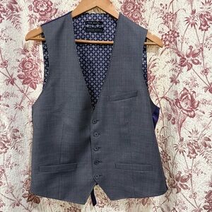 Ted Baker Gray Suit Vest Waistcoat Italian Fabric Size 36R